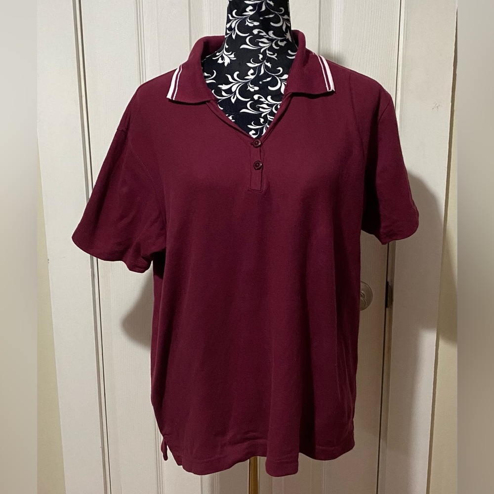 Ultraclub Women's Whisper Pique Wrinkle Resistant Relaxed Fit Polo Shirt Large